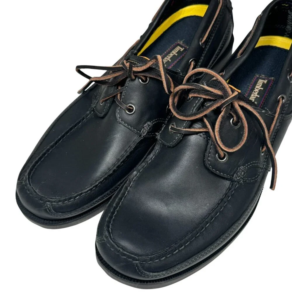 Timberland Kiawah Bay 2, 70527 Men's‎ Size 12 Black Leather Boat Shoes, NEW!